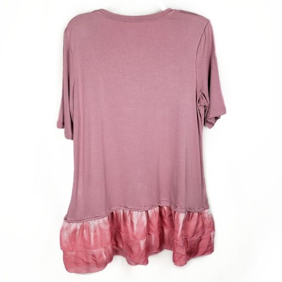 LOGO Lori Goldstein tie-dye peplum tunic top Large - Picture 2 of 6